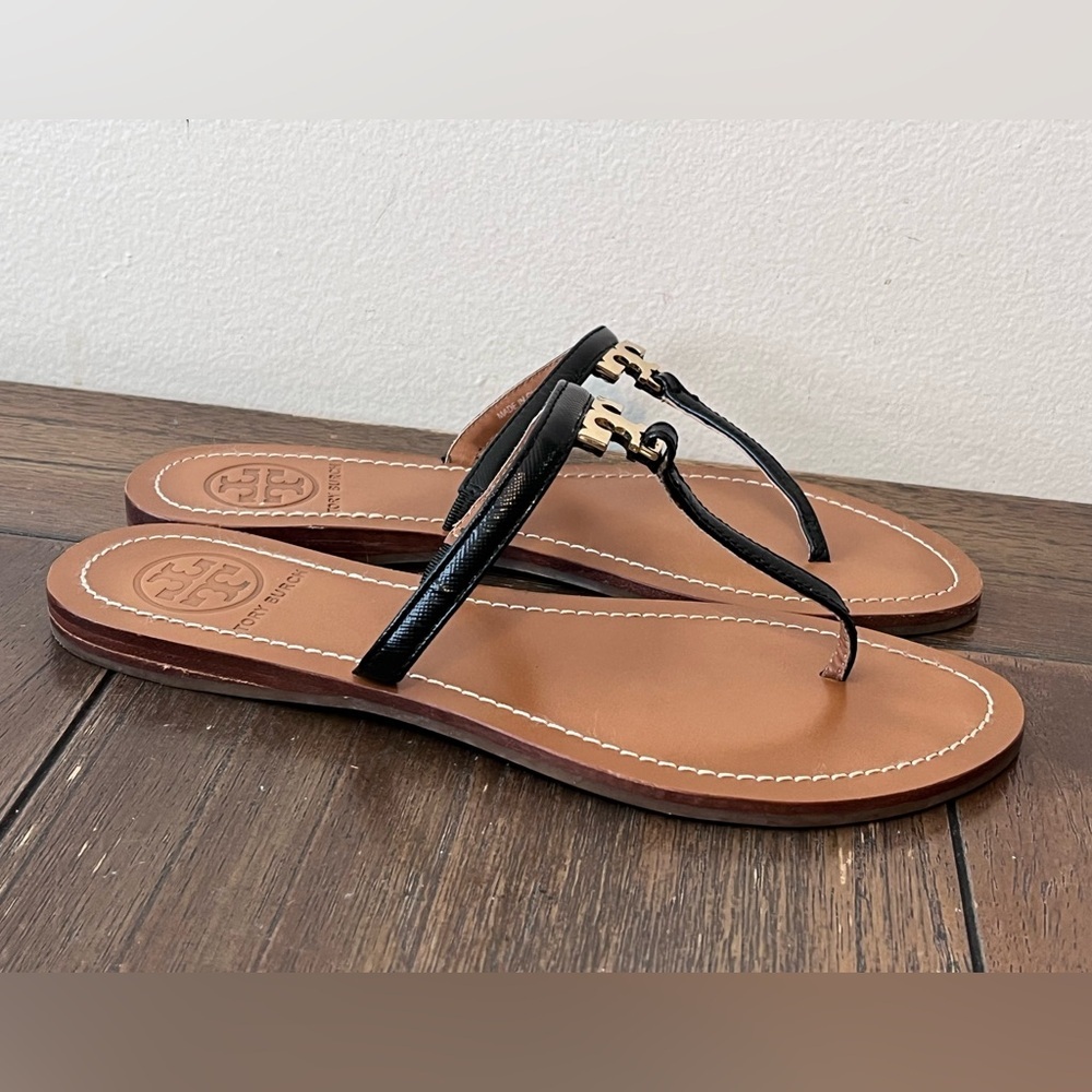 Tory Burch Sandals Black Patent Leather Womens size 6 - Picture 3 of 9